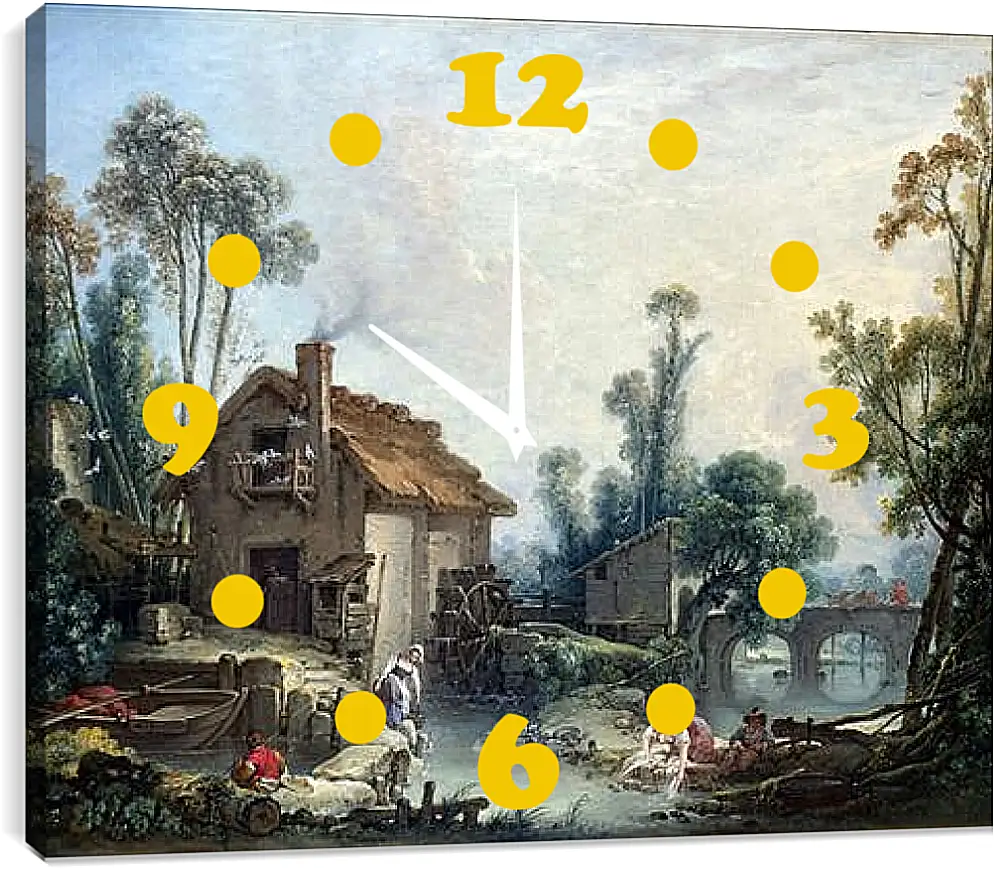 Часы картина - Landscape with a Watermill. Франсуа Буше