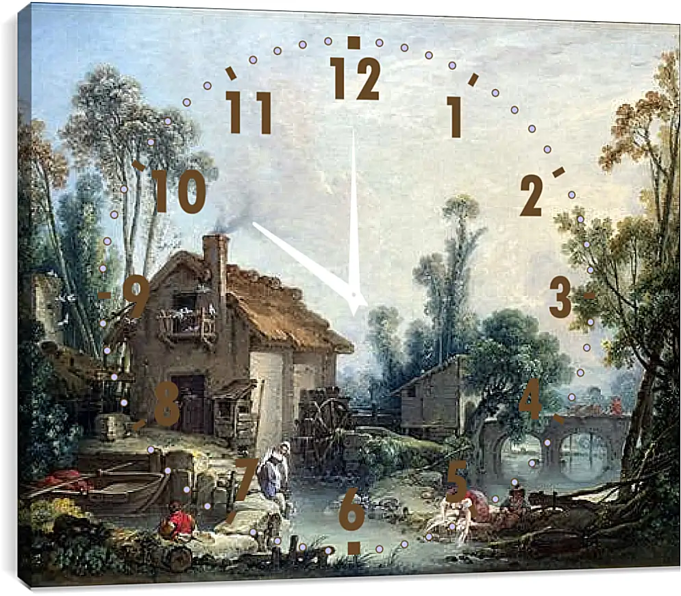 Часы картина - Landscape with a Watermill. Франсуа Буше