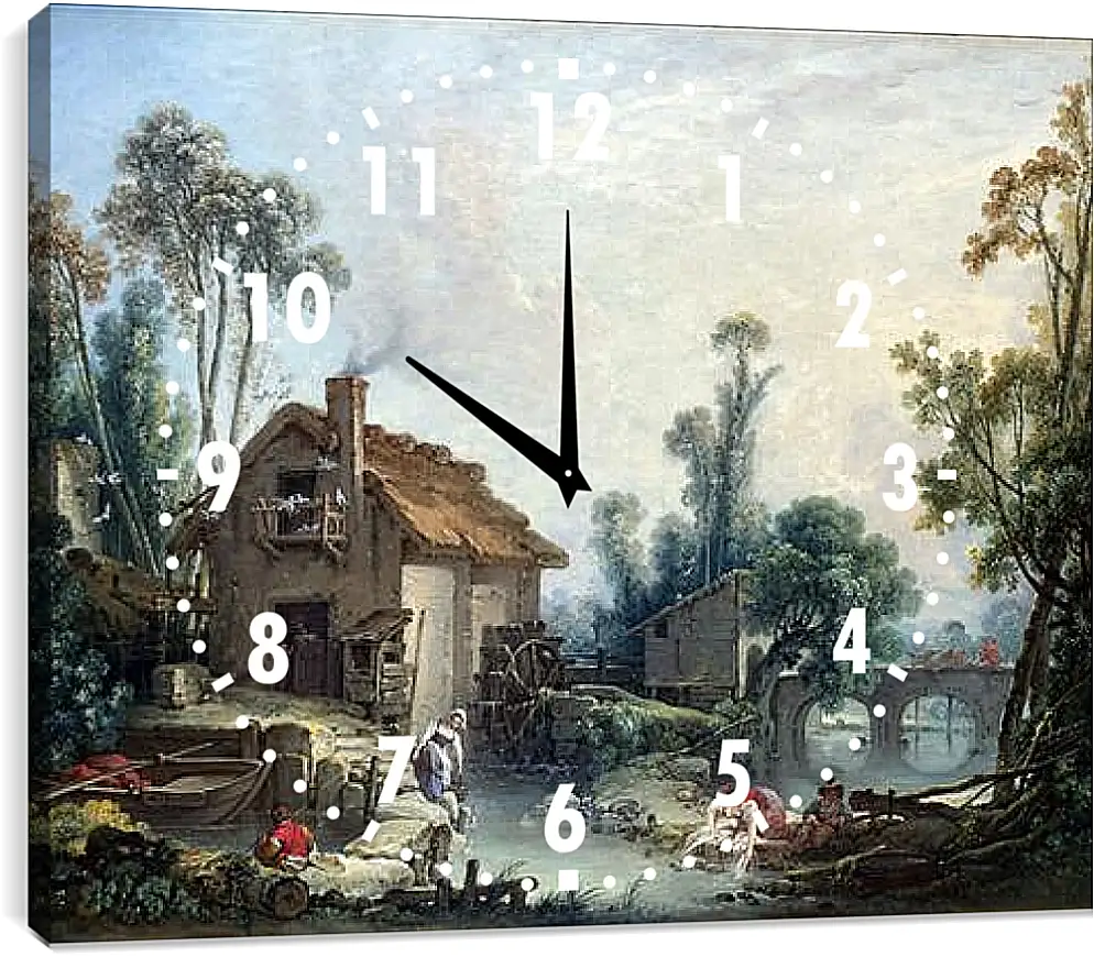 Часы картина - Landscape with a Watermill. Франсуа Буше