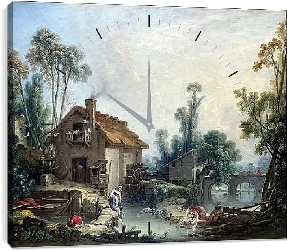 Часы картина - Landscape with a Watermill. Франсуа Буше