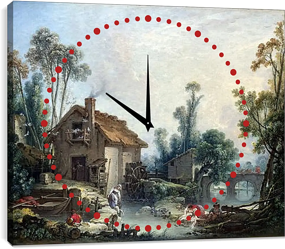Часы картина - Landscape with a Watermill. Франсуа Буше