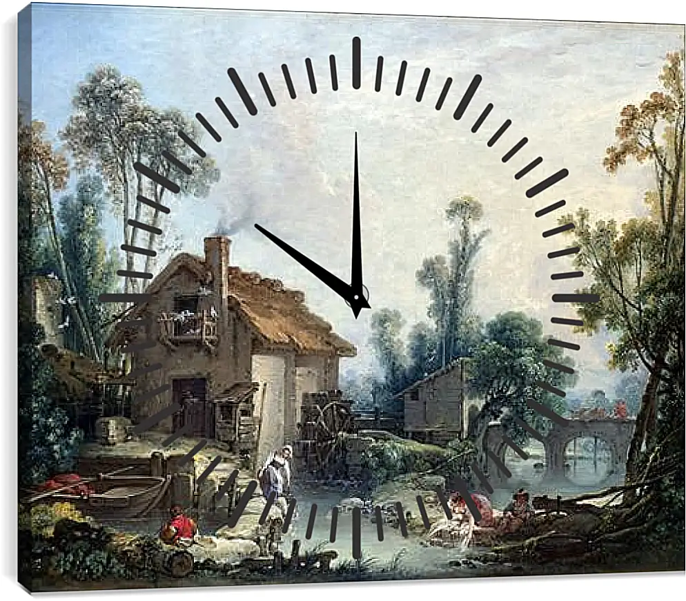 Часы картина - Landscape with a Watermill. Франсуа Буше