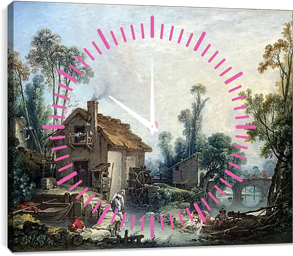 Часы картина - Landscape with a Watermill. Франсуа Буше