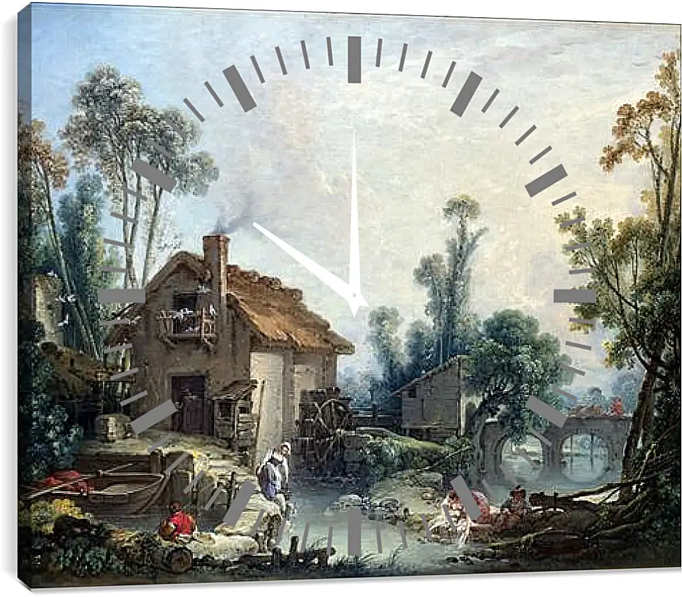 Часы картина - Landscape with a Watermill. Франсуа Буше