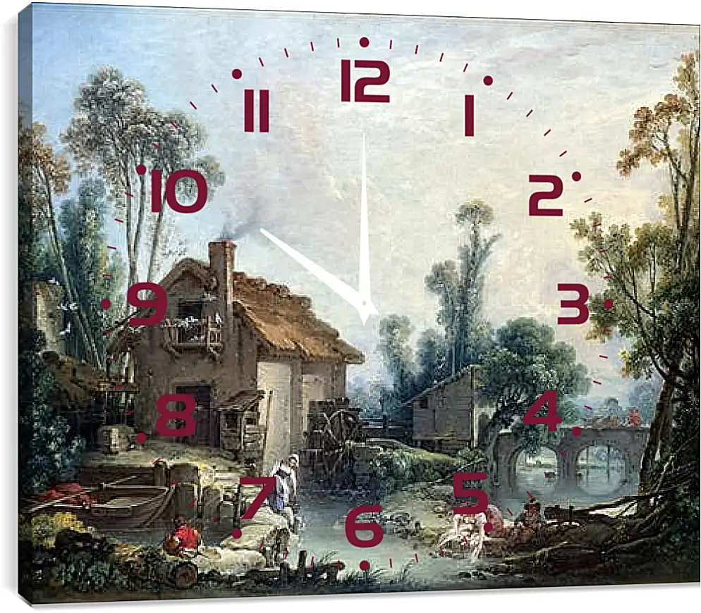 Часы картина - Landscape with a Watermill. Франсуа Буше