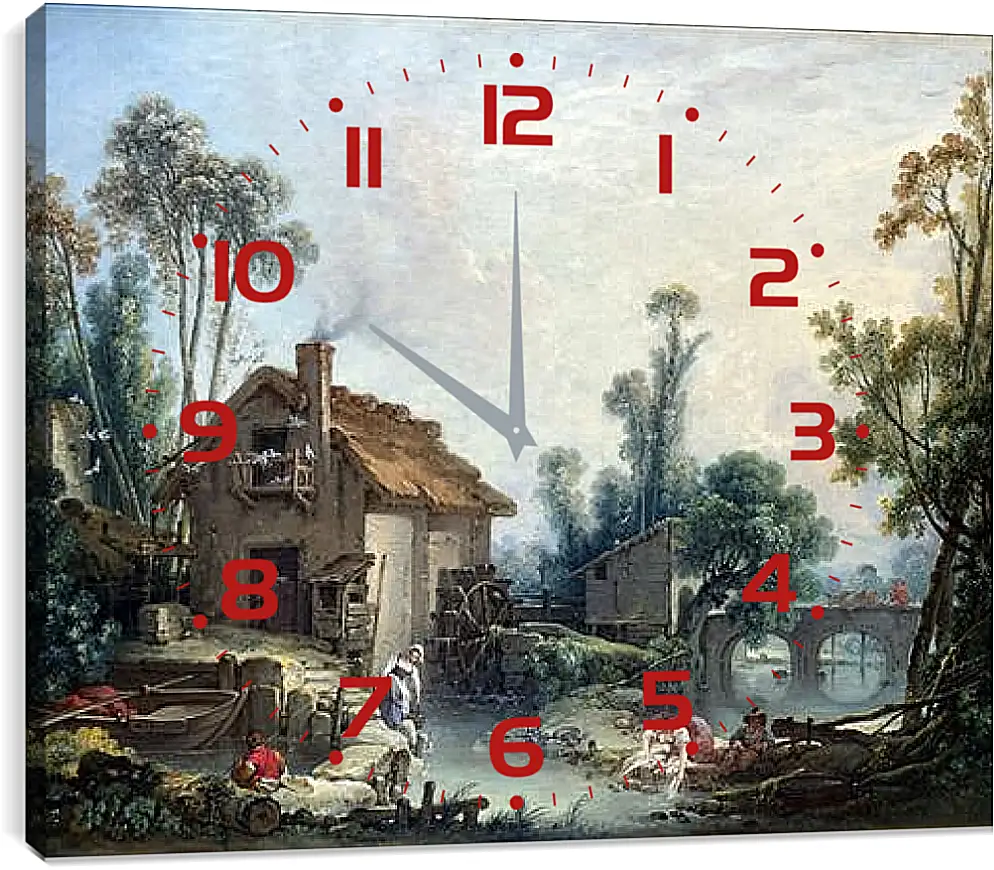 Часы картина - Landscape with a Watermill. Франсуа Буше