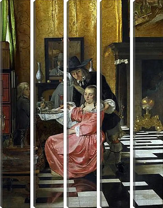 Модульная картина - An Interior, with a Woman refusing a Glass of Wine. Ян (Йоханнес) Вермеер