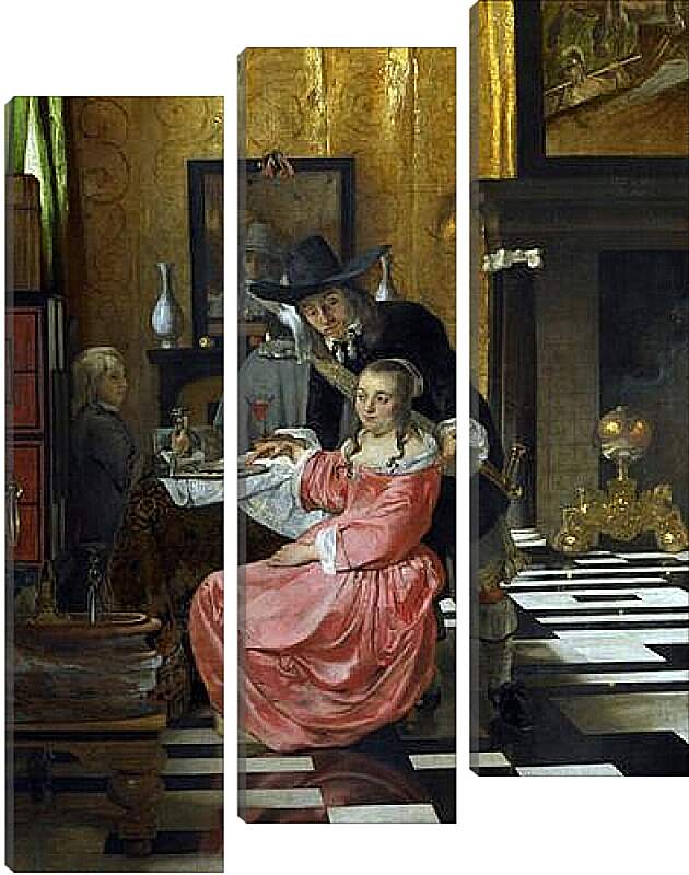 Модульная картина - An Interior, with a Woman refusing a Glass of Wine. Ян (Йоханнес) Вермеер