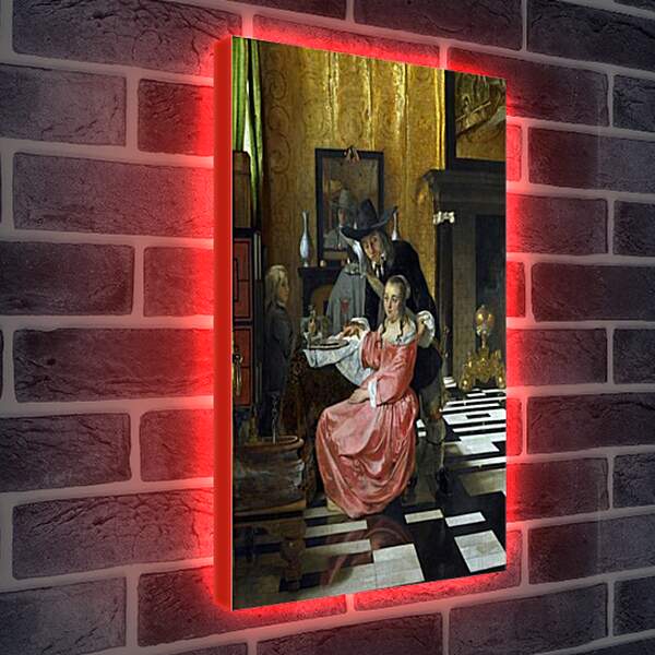 Лайтбокс световая панель - An Interior, with a Woman refusing a Glass of Wine. Ян (Йоханнес) Вермеер