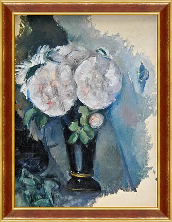 Картина в раме - Flowers in a Blue Vase. Поль Сезанн