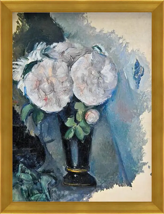 Картина в раме - Flowers in a Blue Vase. Поль Сезанн