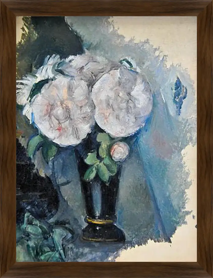 Картина в раме - Flowers in a Blue Vase. Поль Сезанн