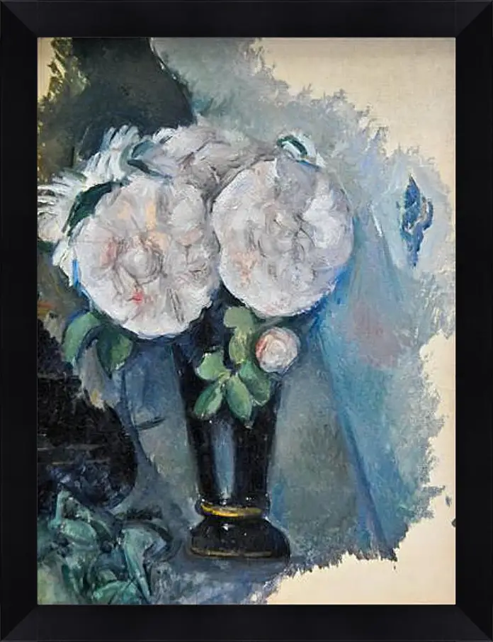 Картина в раме - Flowers in a Blue Vase. Поль Сезанн