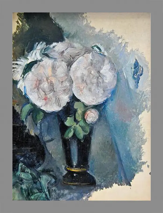 Картина в раме - Flowers in a Blue Vase. Поль Сезанн