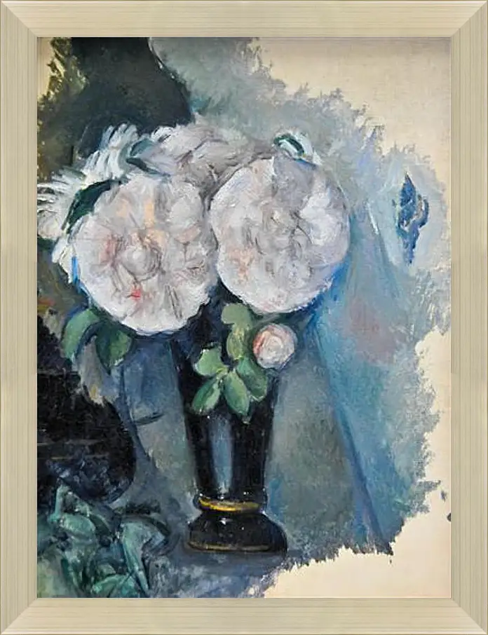 Картина в раме - Flowers in a Blue Vase. Поль Сезанн