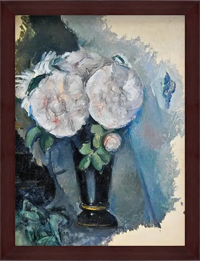 Картина в раме - Flowers in a Blue Vase. Поль Сезанн