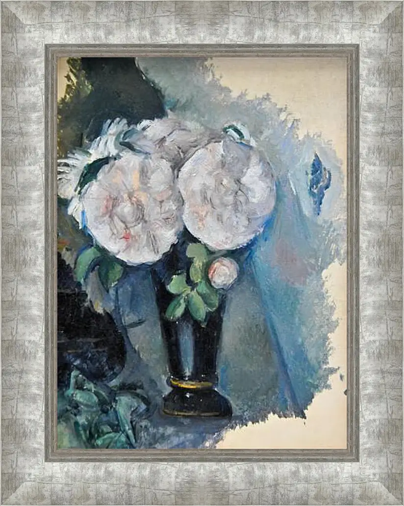 Картина в раме - Flowers in a Blue Vase. Поль Сезанн