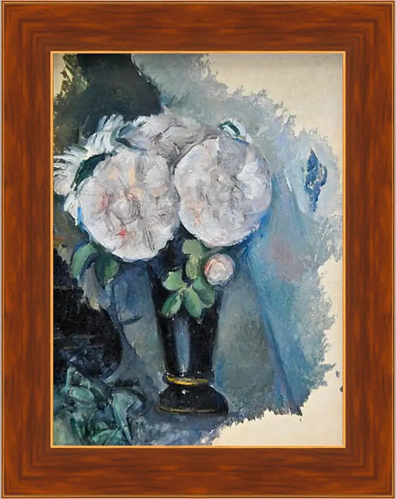 Картина в раме - Flowers in a Blue Vase. Поль Сезанн