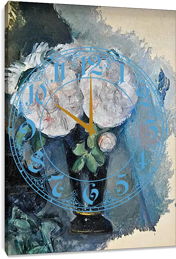 Часы картина - Flowers in a Blue Vase. Поль Сезанн