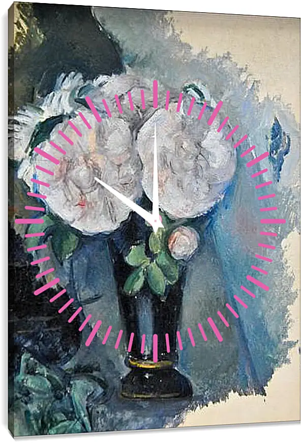 Часы картина - Flowers in a Blue Vase. Поль Сезанн