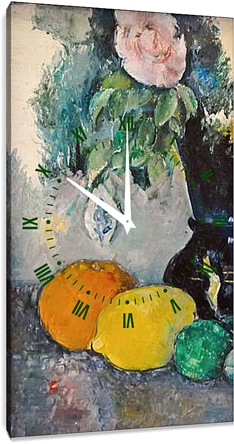 Часы картина - Flowers and Fruit. Поль Сезанн
