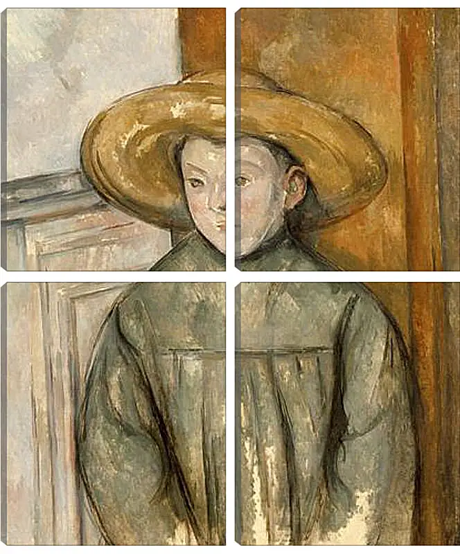 Модульная картина - Boy With a Straw Hat. Поль Сезанн