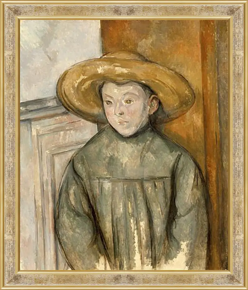 Картина в раме - Boy With a Straw Hat. Поль Сезанн