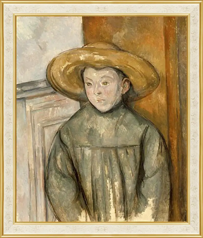 Картина в раме - Boy With a Straw Hat. Поль Сезанн