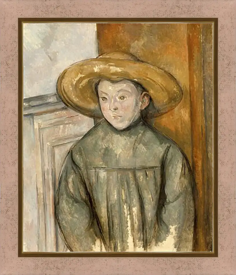 Картина в раме - Boy With a Straw Hat. Поль Сезанн