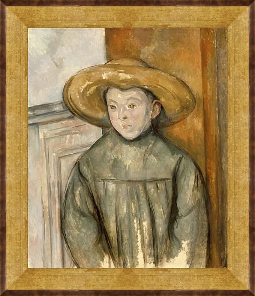 Картина в раме - Boy With a Straw Hat. Поль Сезанн