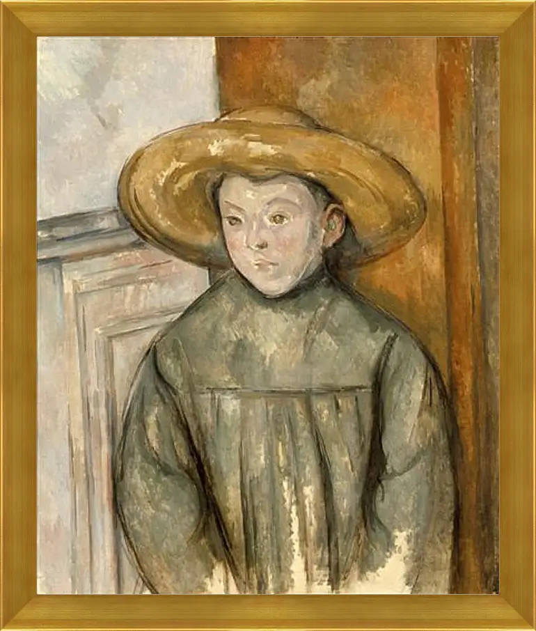 Картина в раме - Boy With a Straw Hat. Поль Сезанн