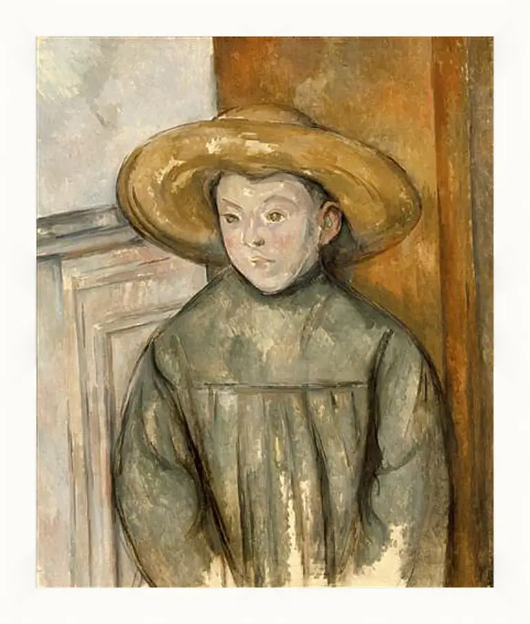 Картина в раме - Boy With a Straw Hat. Поль Сезанн