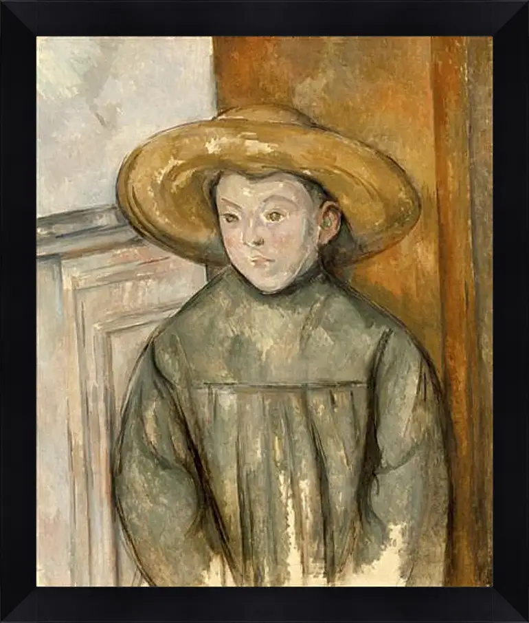 Картина в раме - Boy With a Straw Hat. Поль Сезанн