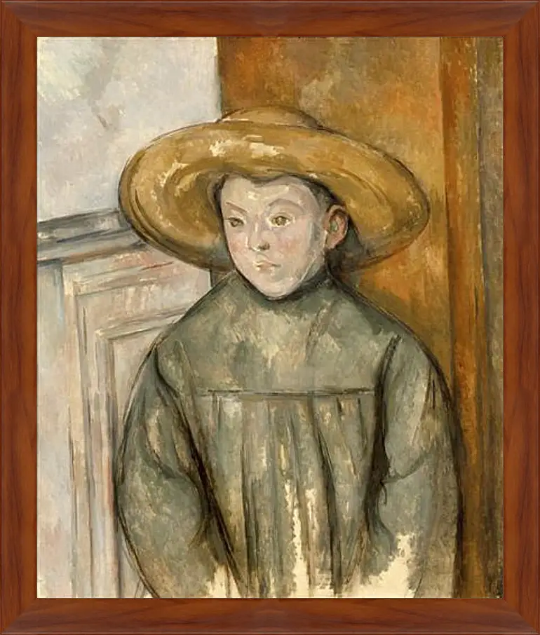 Картина в раме - Boy With a Straw Hat. Поль Сезанн