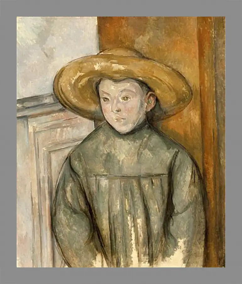 Картина в раме - Boy With a Straw Hat. Поль Сезанн