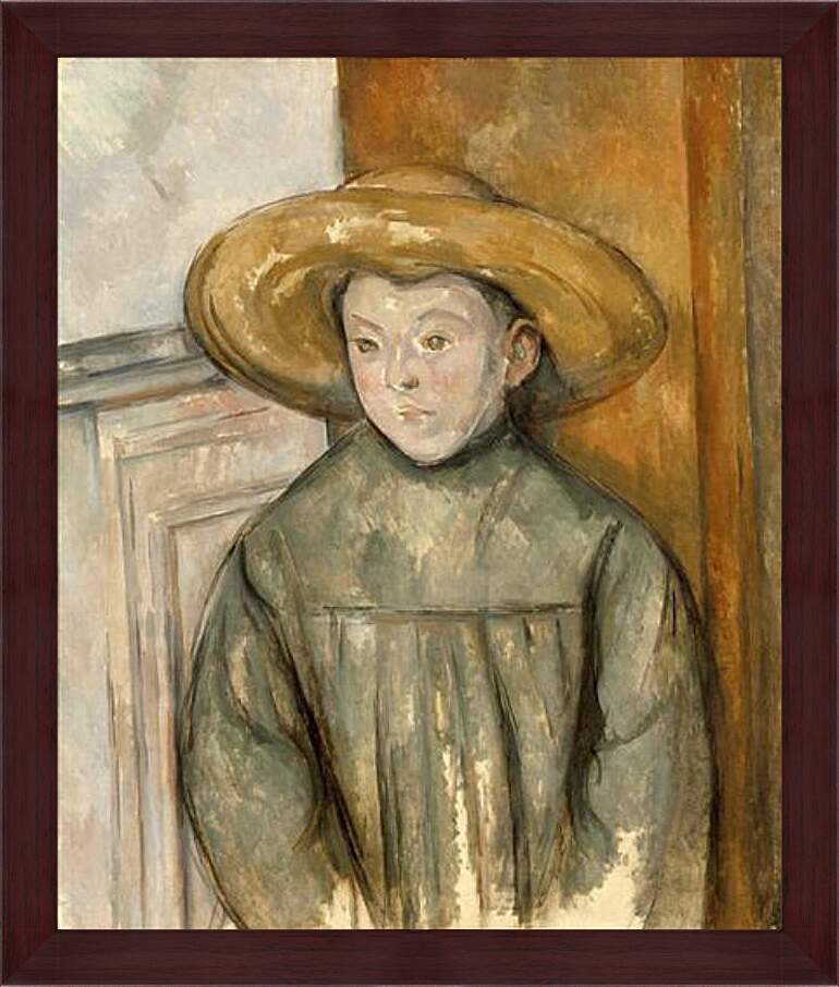 Картина в раме - Boy With a Straw Hat. Поль Сезанн