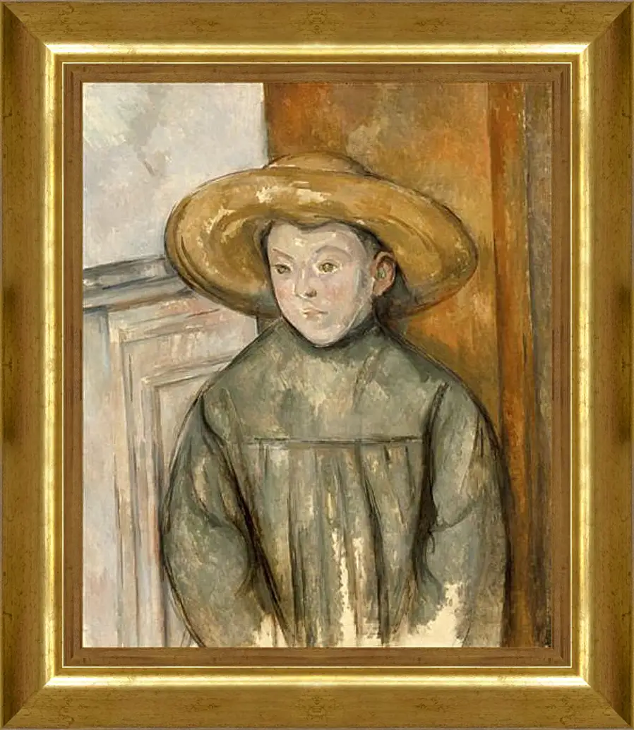 Картина в раме - Boy With a Straw Hat. Поль Сезанн