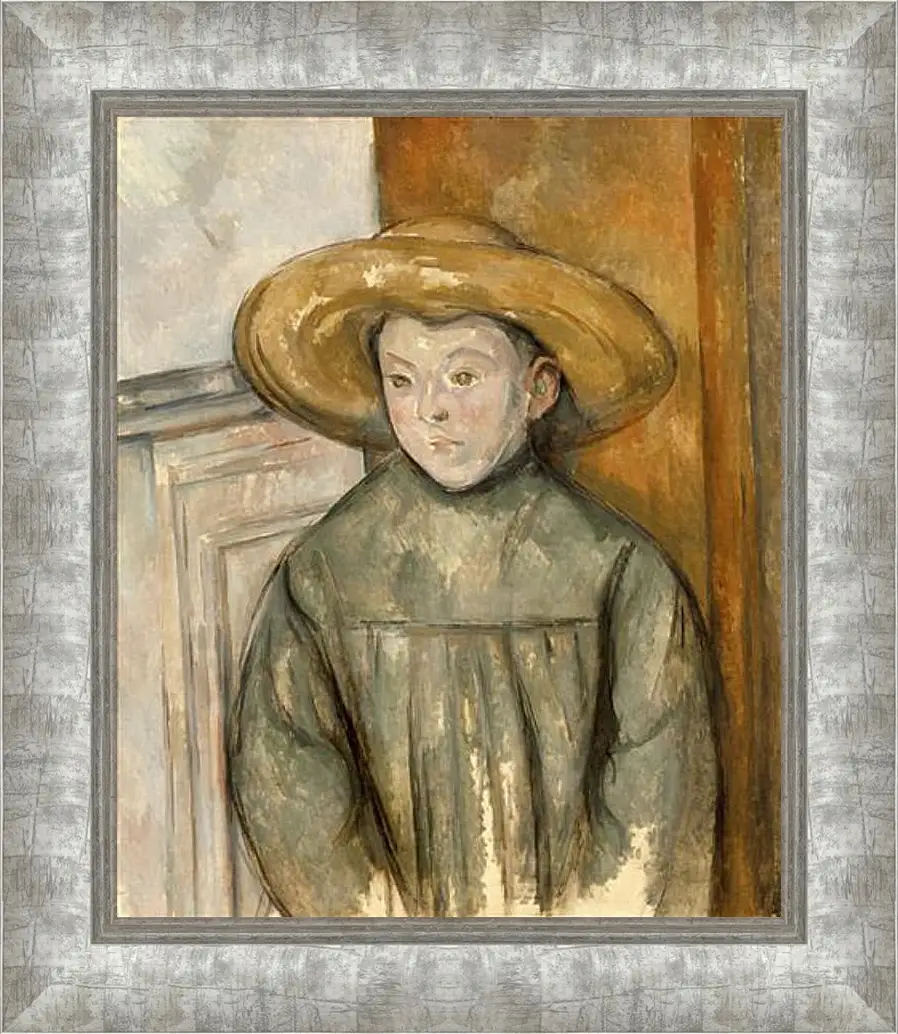 Картина в раме - Boy With a Straw Hat. Поль Сезанн