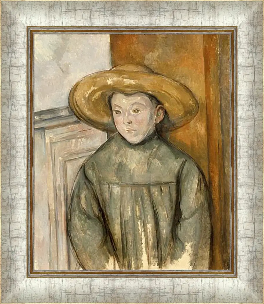 Картина в раме - Boy With a Straw Hat. Поль Сезанн