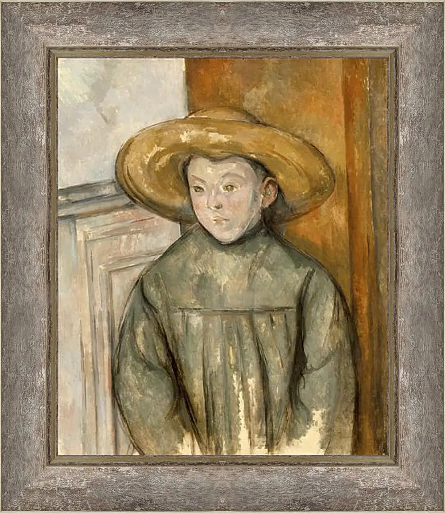 Картина в раме - Boy With a Straw Hat. Поль Сезанн