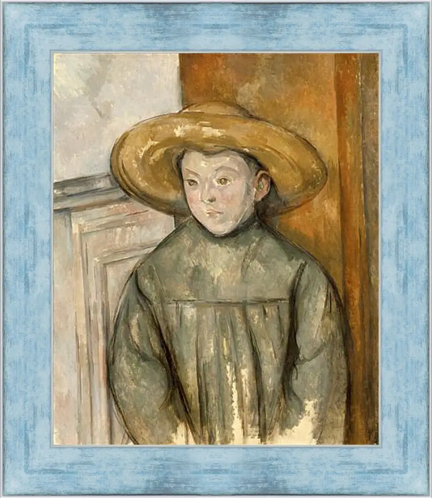 Картина в раме - Boy With a Straw Hat. Поль Сезанн