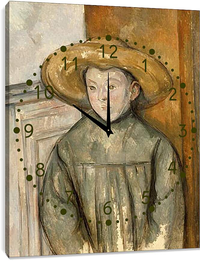 Часы картина - Boy With a Straw Hat. Поль Сезанн