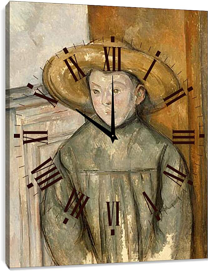 Часы картина - Boy With a Straw Hat. Поль Сезанн