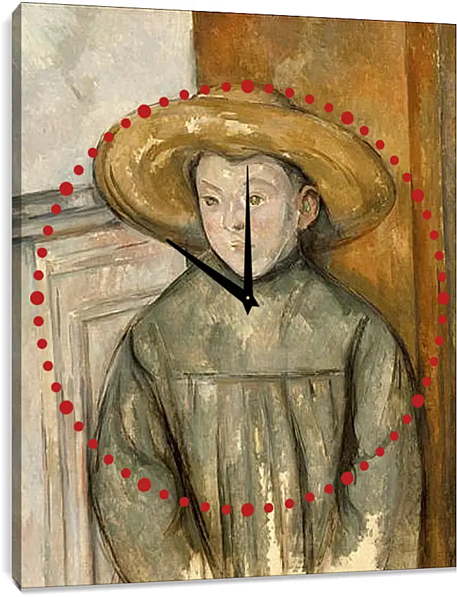 Часы картина - Boy With a Straw Hat. Поль Сезанн