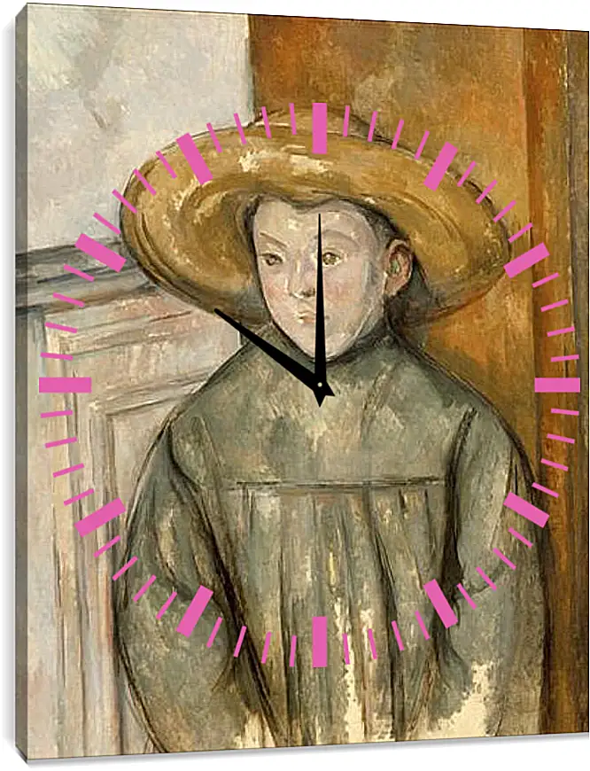 Часы картина - Boy With a Straw Hat. Поль Сезанн