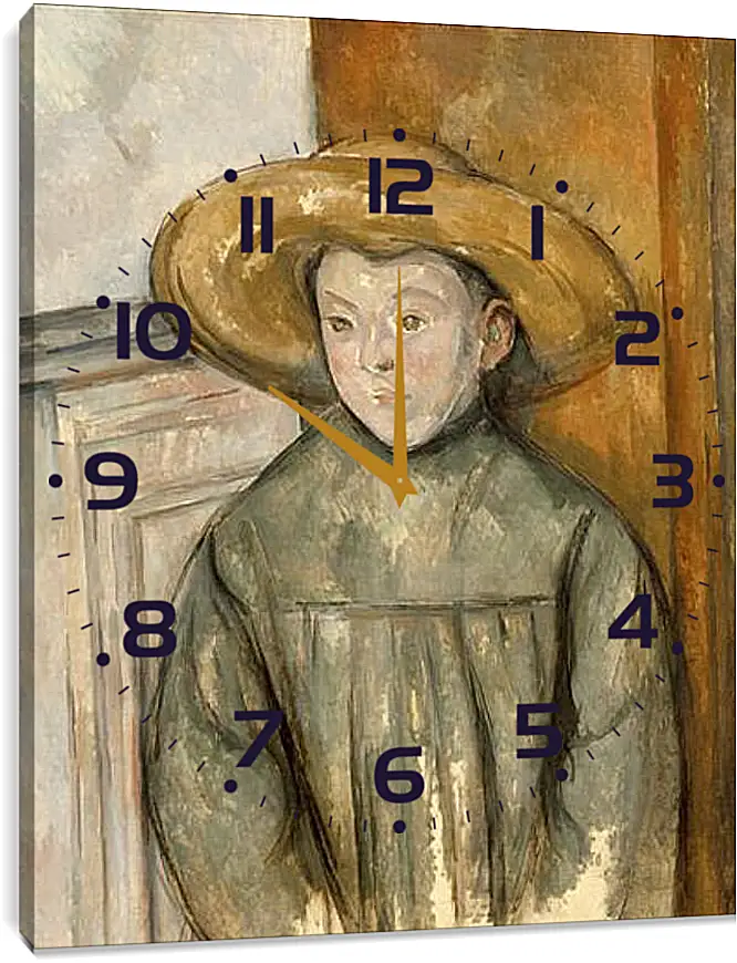 Часы картина - Boy With a Straw Hat. Поль Сезанн