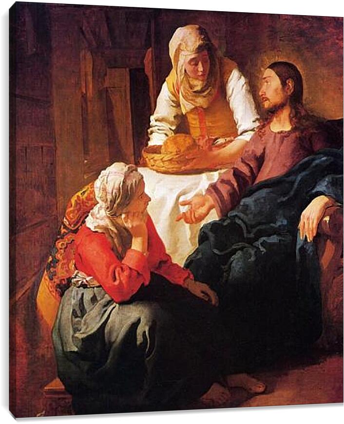 Постер и плакат - Христос в доме Марии и Марфы (1665). Ян (Йоханнес) Вермеер