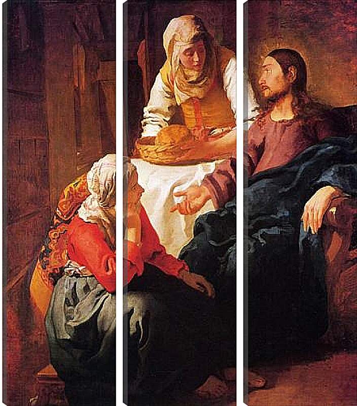 Модульная картина - Христос в доме Марии и Марфы (1665). Ян (Йоханнес) Вермеер