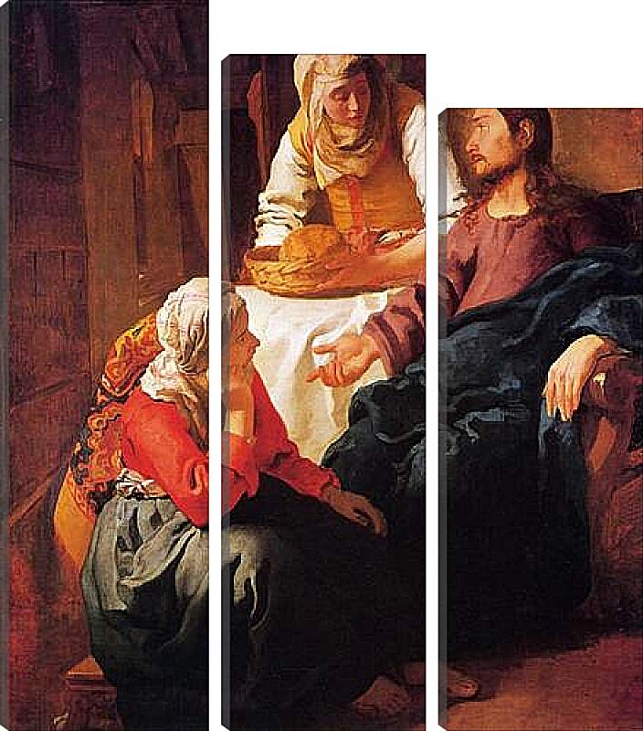 Модульная картина - Христос в доме Марии и Марфы (1665). Ян (Йоханнес) Вермеер