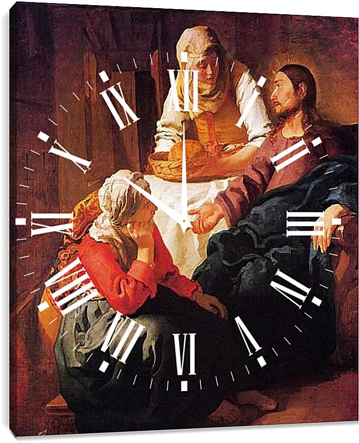 Часы картина - Христос в доме Марии и Марфы (1665). Ян (Йоханнес) Вермеер